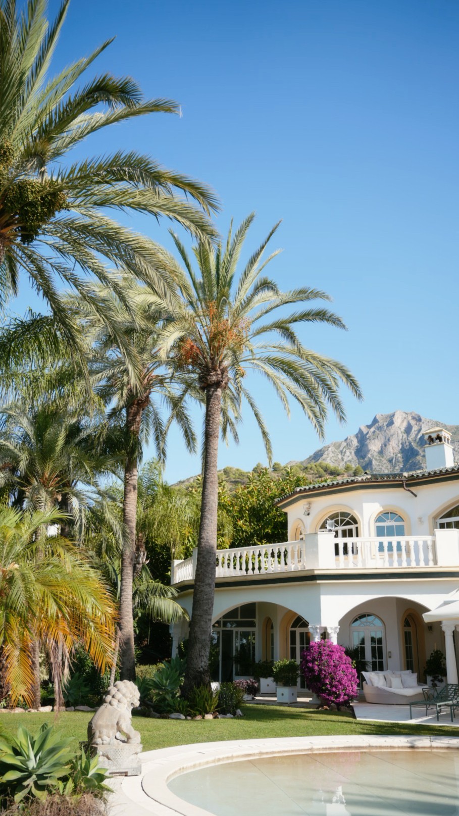 Palm trees and a Mediterranean villa in Marbella